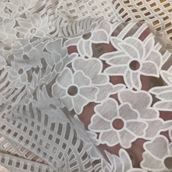 Lovers + Friend Womens White Ivory Cutout Mesh Floral Nadia Midi Aline Fit Skirt - Picture 4 of 8